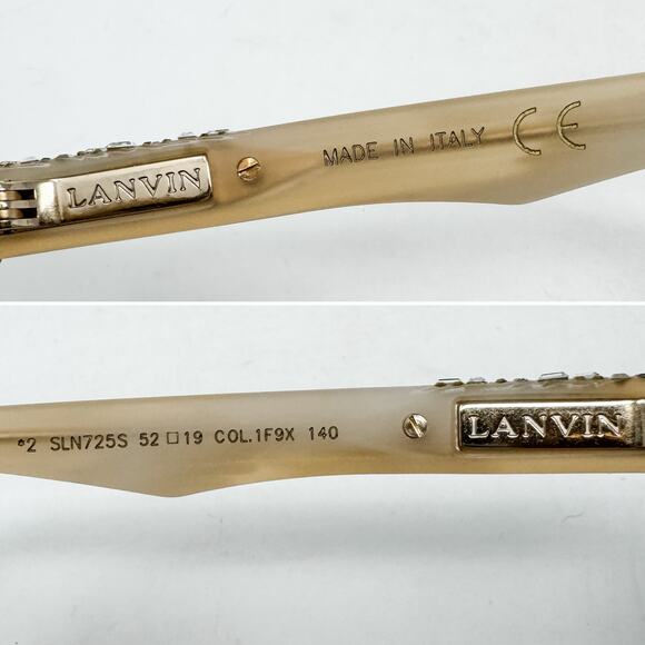 Lanvin Neutral Square Tortoiseshell Jeweled Rhinestone Sunglasses & case beige - Picture 10 of 11